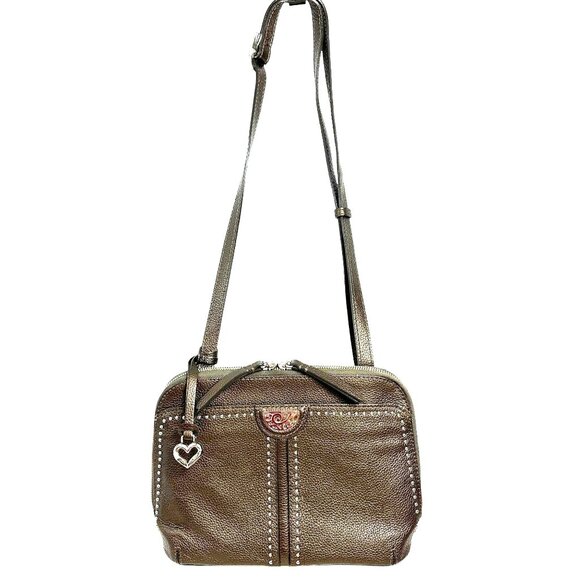 Brighton Organizer Pretty Tough JOJO Studded Crossbody Bag Pewter Gray - Picture 2 of 16